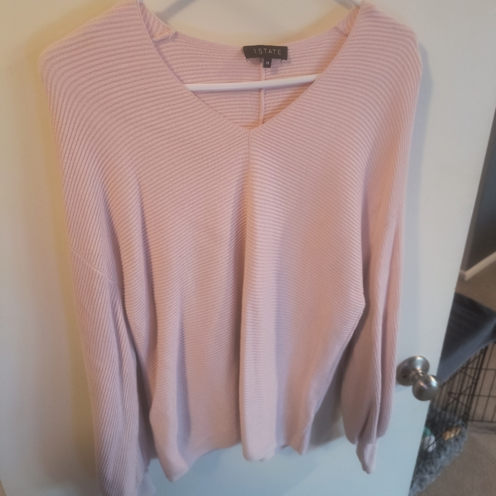 1. State Women's Light Pink V-Neck Sweater